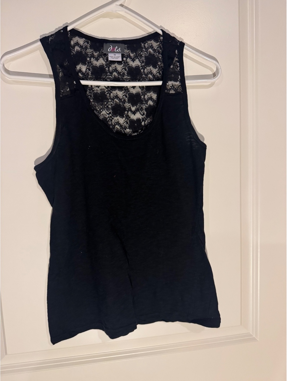 Black Lace Back Tank Top, Medium